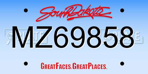 MZ69858 South Dakota License Plate