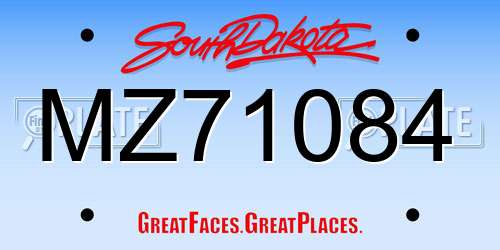 MZ71084 South Dakota License Plate