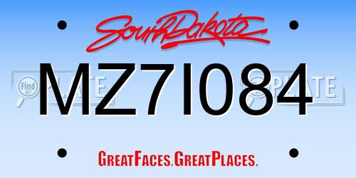 MZ7I084 South Dakota License Plate