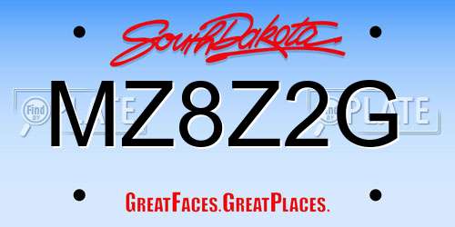 MZ8Z2G South Dakota License Plate