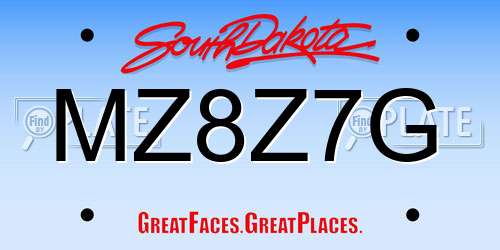 MZ8Z7G South Dakota License Plate