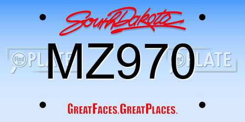 MZ970 South Dakota License Plate