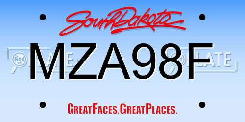 MZA98F South Dakota License Plate
