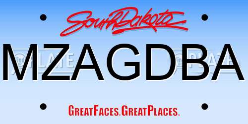 MZAGDBA South Dakota License Plate