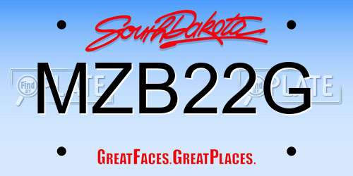 MZB22G South Dakota License Plate