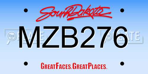 MZB276 South Dakota License Plate