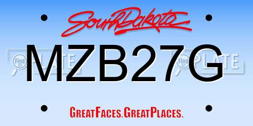 MZB27G South Dakota License Plate