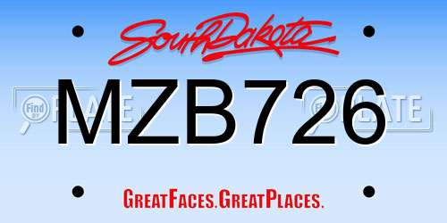MZB726 South Dakota License Plate