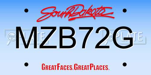 MZB72G South Dakota License Plate