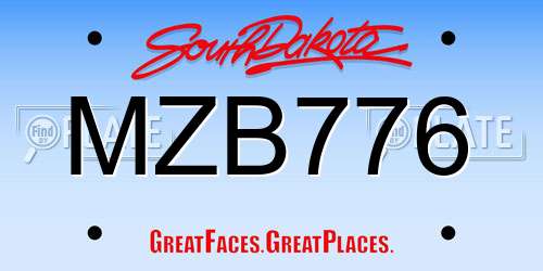 MZB776 South Dakota License Plate