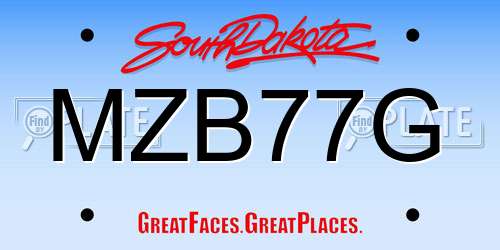 MZB77G South Dakota License Plate