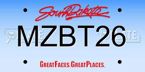MZBT26 South Dakota License Plate
