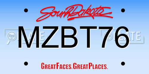 MZBT76 South Dakota License Plate