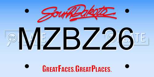 MZBZ26 South Dakota License Plate