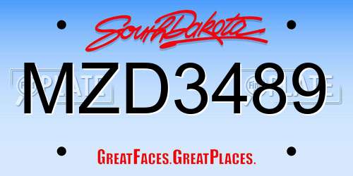 MZD3489 South Dakota License Plate