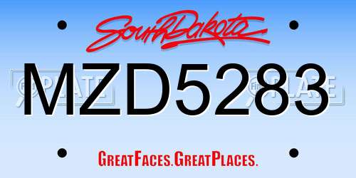 MZD5283 South Dakota License Plate