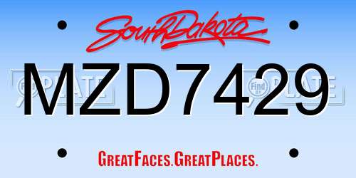 MZD7429 South Dakota License Plate
