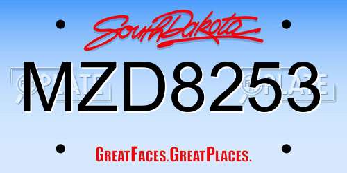 MZD8253 South Dakota License Plate