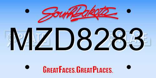 MZD8283 South Dakota License Plate