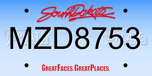 MZD8753 South Dakota License Plate