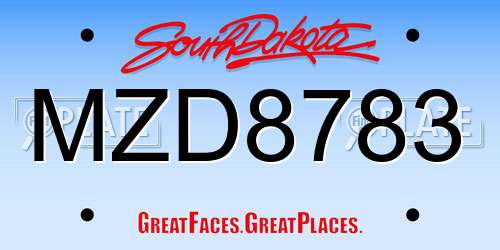 MZD8783 South Dakota License Plate