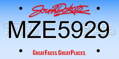 MZE5929 South Dakota License Plate