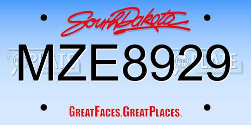 MZE8929 South Dakota License Plate