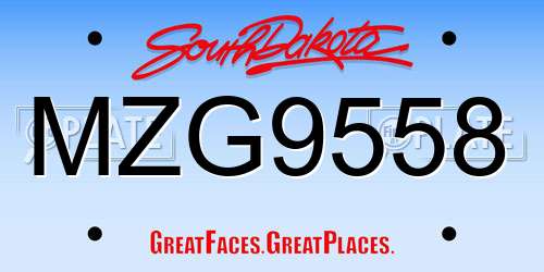 MZG9558 South Dakota License Plate