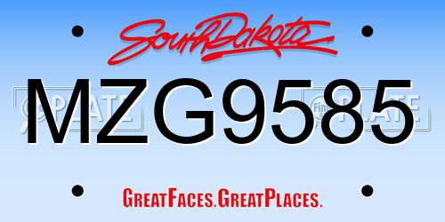 MZG9585 South Dakota License Plate