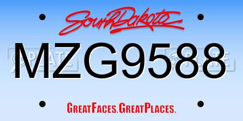 MZG9588 South Dakota License Plate
