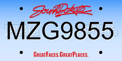 MZG9855 South Dakota License Plate