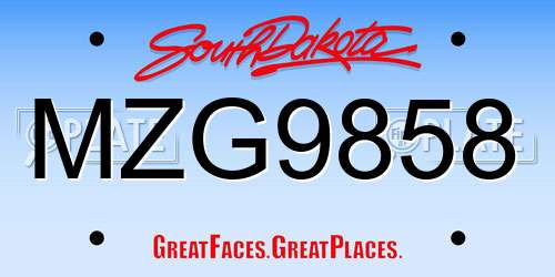 MZG9858 South Dakota License Plate