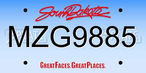 MZG9885 South Dakota License Plate