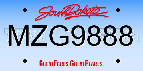 MZG9888 South Dakota License Plate
