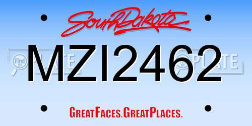 MZI2462 South Dakota License Plate