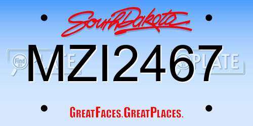 MZI2467 South Dakota License Plate