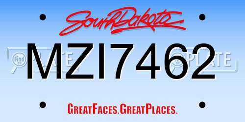 MZI7462 South Dakota License Plate