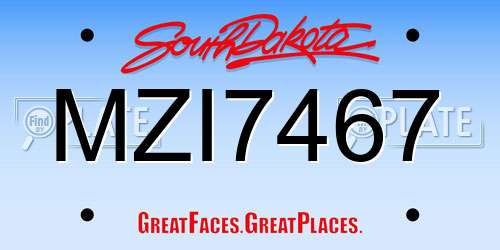 MZI7467 South Dakota License Plate