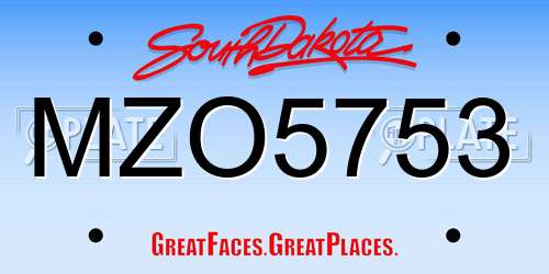 MZO5753 South Dakota License Plate