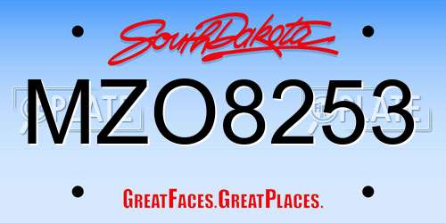 MZO8253 South Dakota License Plate