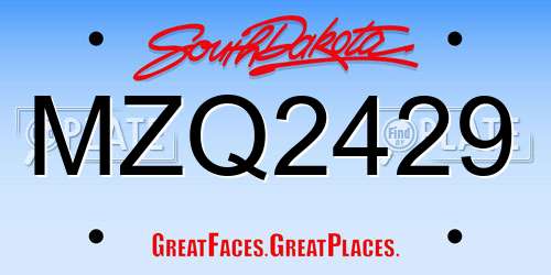 MZQ2429 South Dakota License Plate