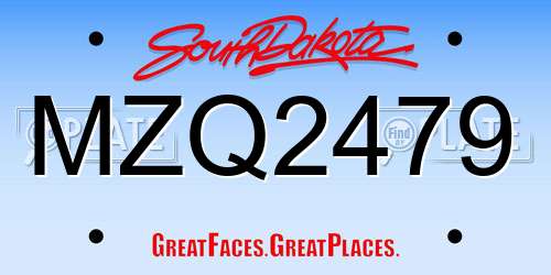 MZQ2479 South Dakota License Plate