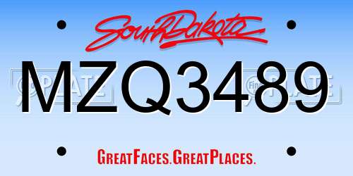 MZQ3489 South Dakota License Plate