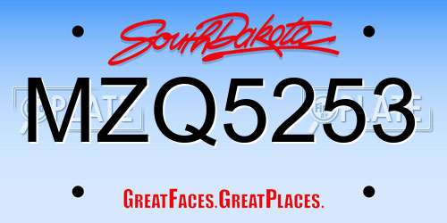 MZQ5253 South Dakota License Plate
