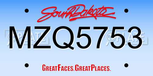 MZQ5753 South Dakota License Plate
