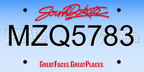MZQ5783 South Dakota License Plate