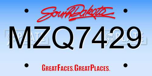 MZQ7429 South Dakota License Plate