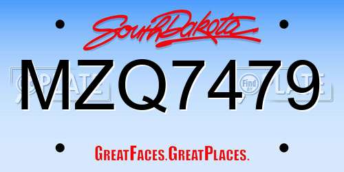 MZQ7479 South Dakota License Plate
