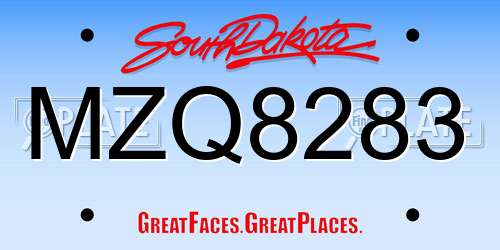 MZQ8283 South Dakota License Plate