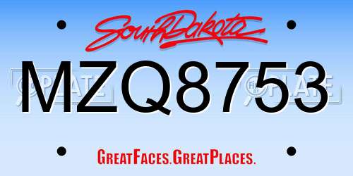 MZQ8753 South Dakota License Plate